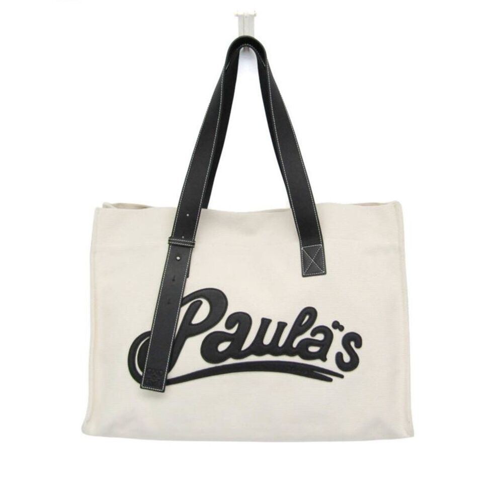 Loewe Paula's Ibiza Tote Canvas With Applique Beige Canvas Tote Bag Bag